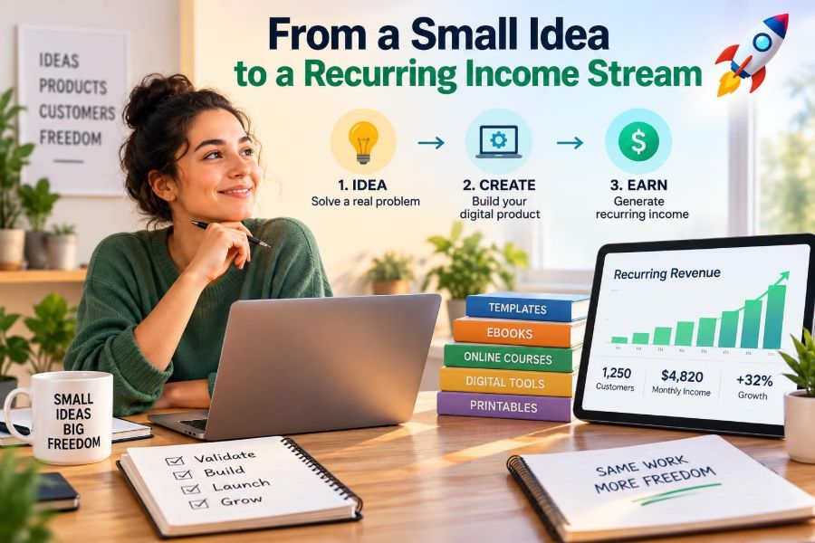 🚀 How to Turn a Small Digital Product Idea into a Recurring Online Income Stream