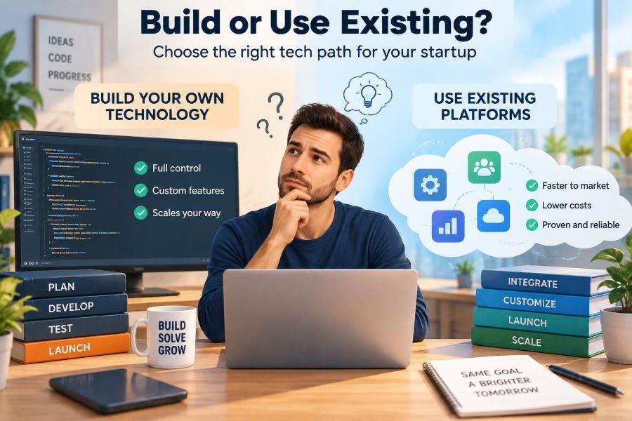 🚀 Whether a Startup Should Build Its Own Technology or Use Existing Platforms